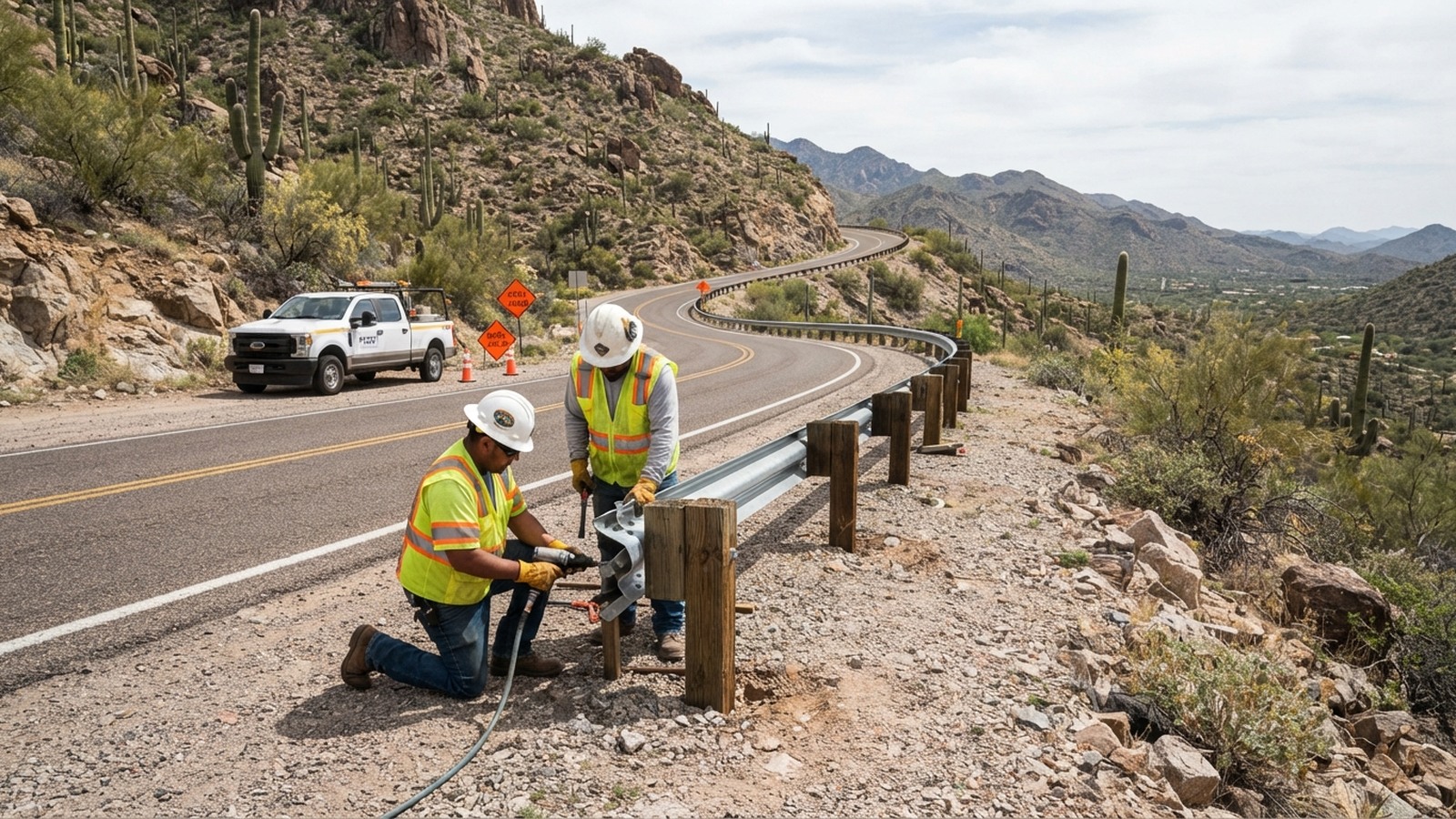 Guardrail Repair Work: General Hitchcock Highway