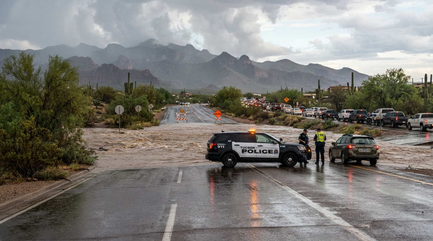 Monsoon flooding closes roads across the Tucson metro