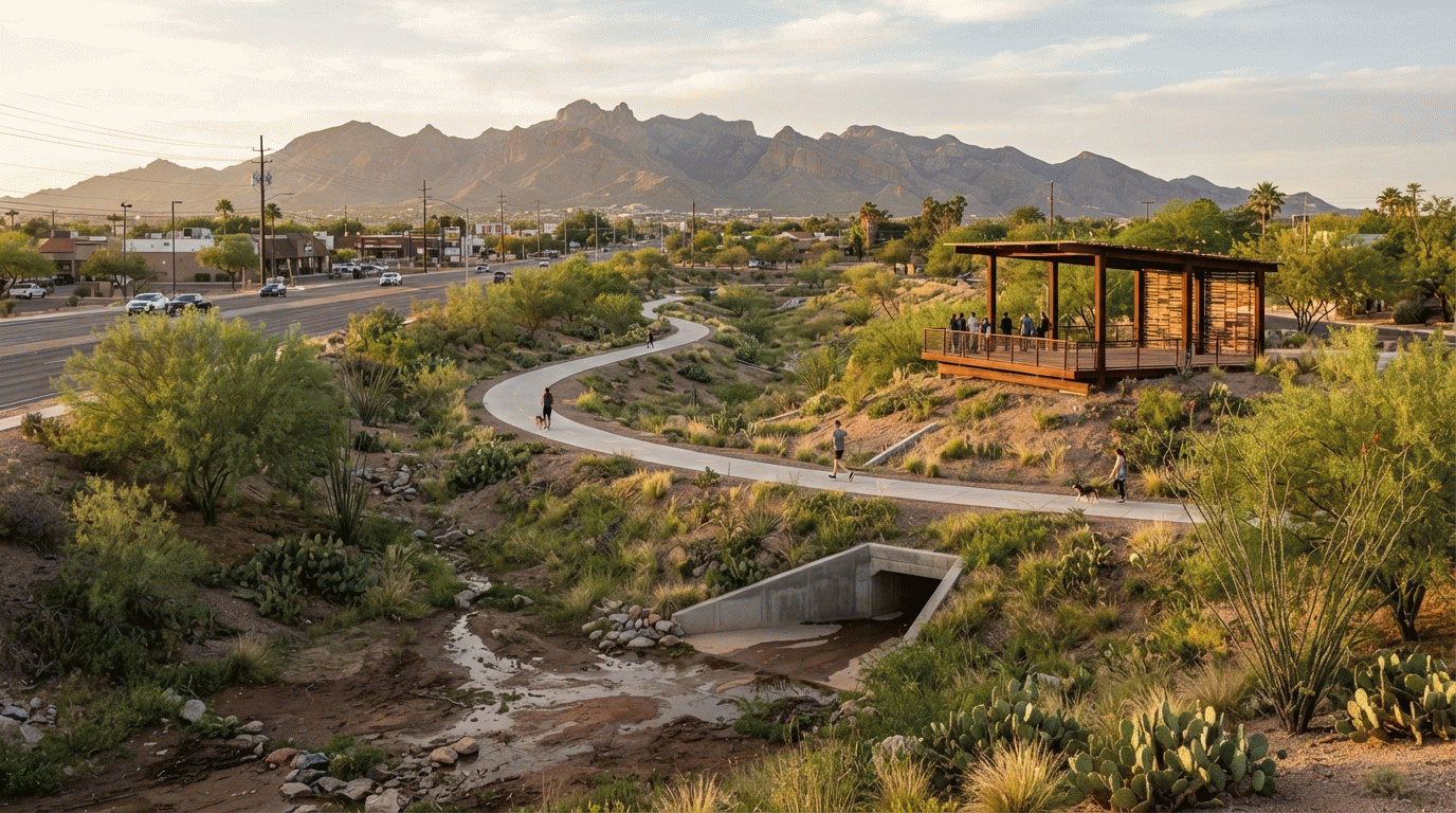 Grant Road basin combines flood control with a new public landmark
