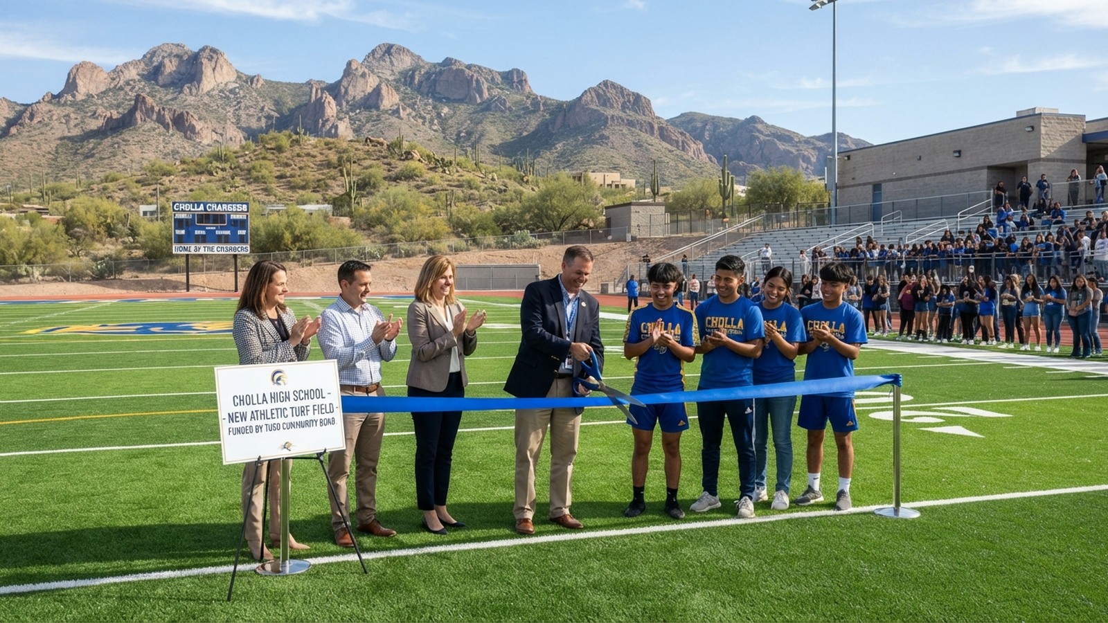 Cholla High School unveils new turf field funded by TUSD bond